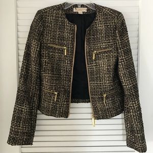 Michael Kors cropped blazer with gold zipper